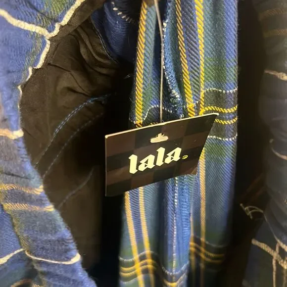 ✨SOLD✨Dressed by LALA Lovers Lane Plaid Wide Leg Sz 2X Trousers in Cobalt Blue✨ - Picture 8 of 9